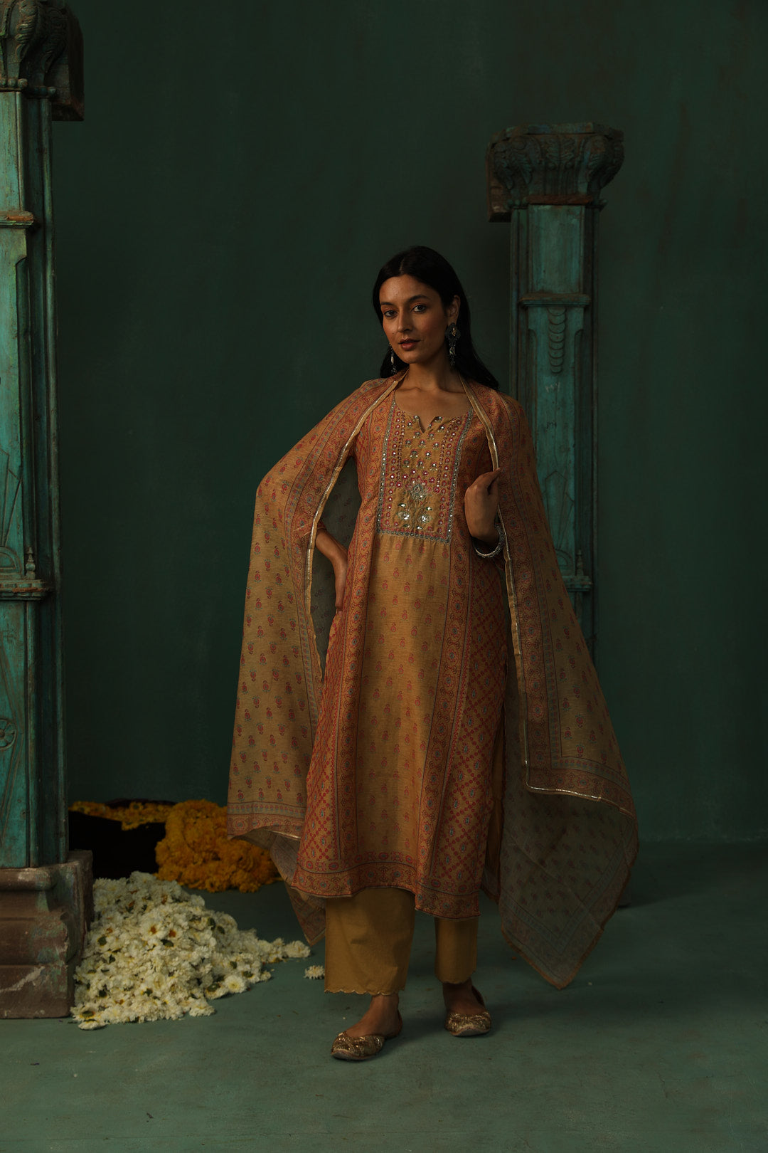 Mustard Yellow Linen Suit Set