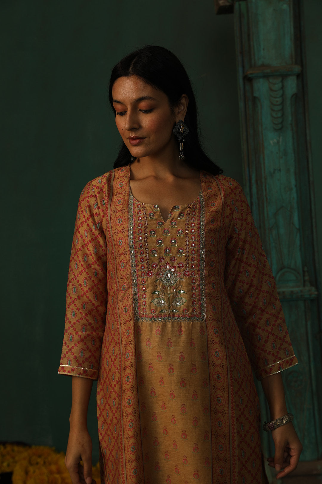 Mustard Yellow Linen Suit Set