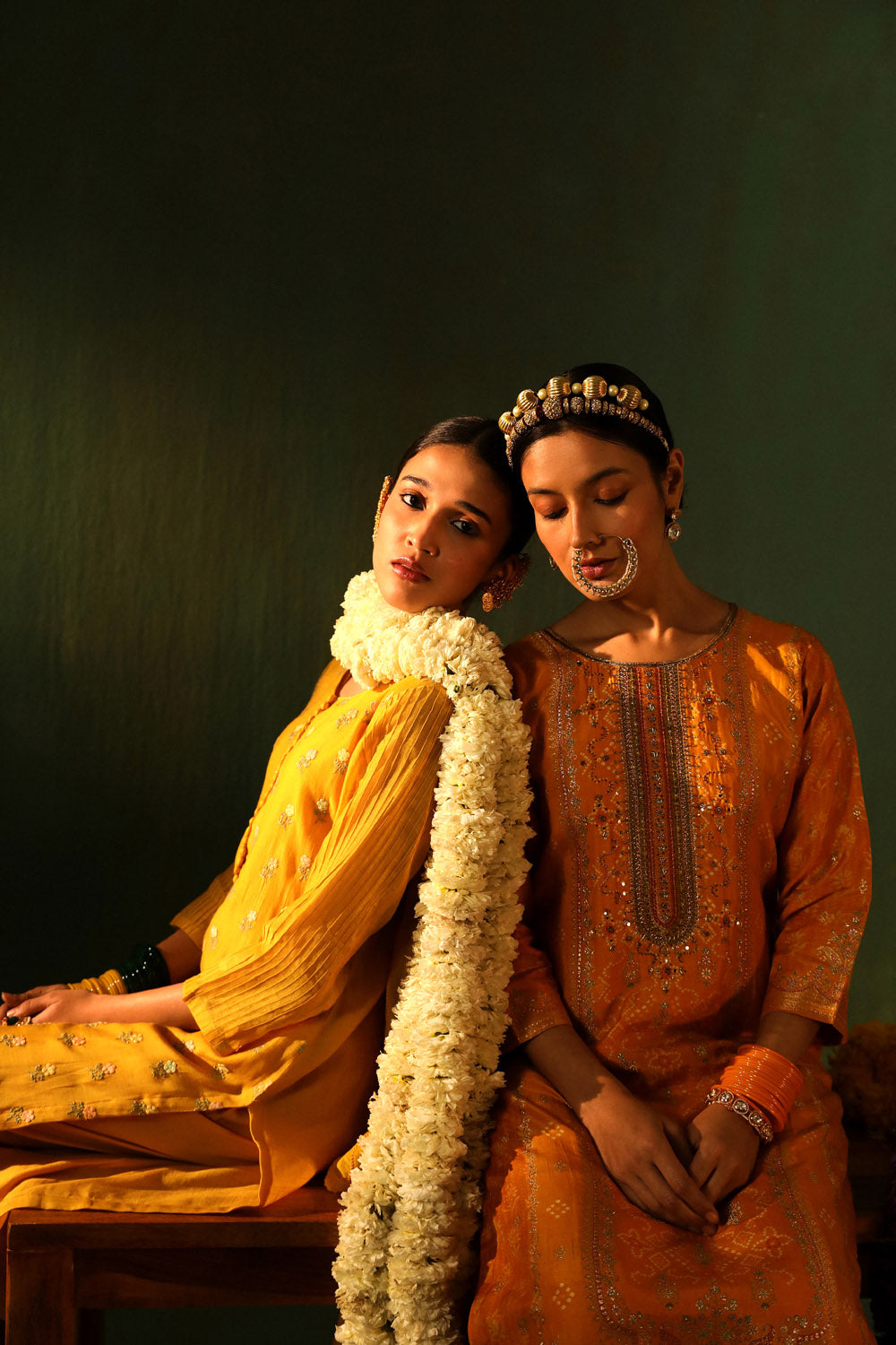 Yellow Dola Jacquard Straight Fit Suit Set | HER-336