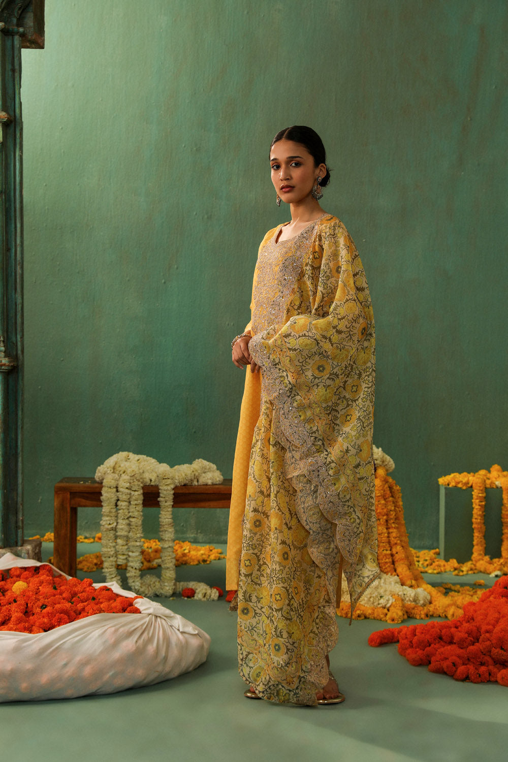 Yellow Straight Fit Chanderi Suit Set | HER-296