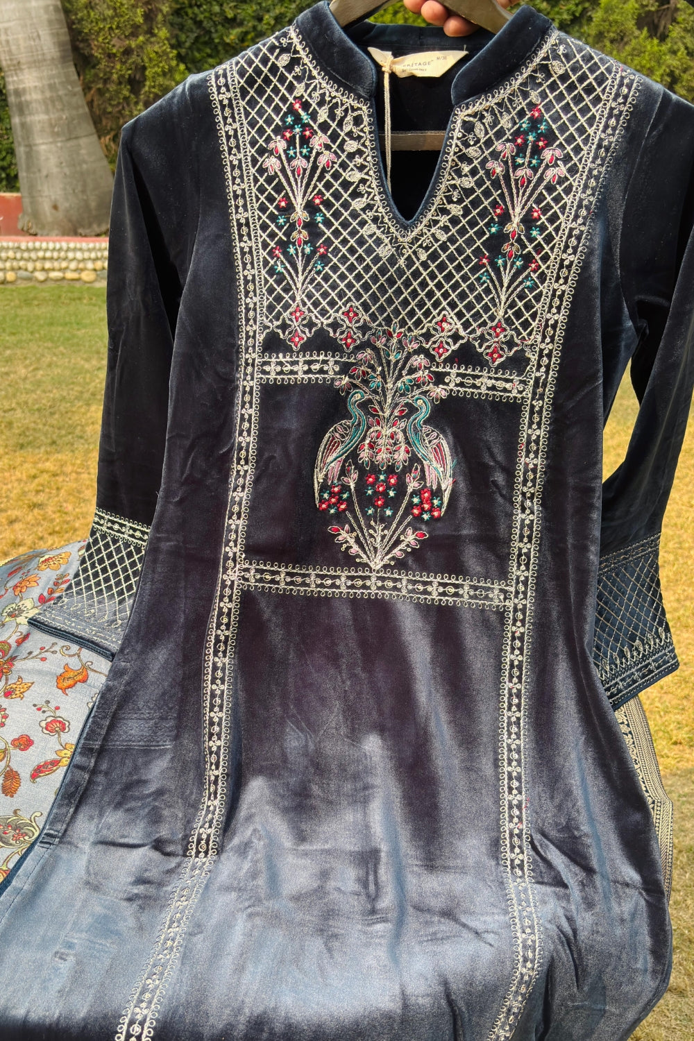 Navy Blue Velvet Suit Set | HER-442