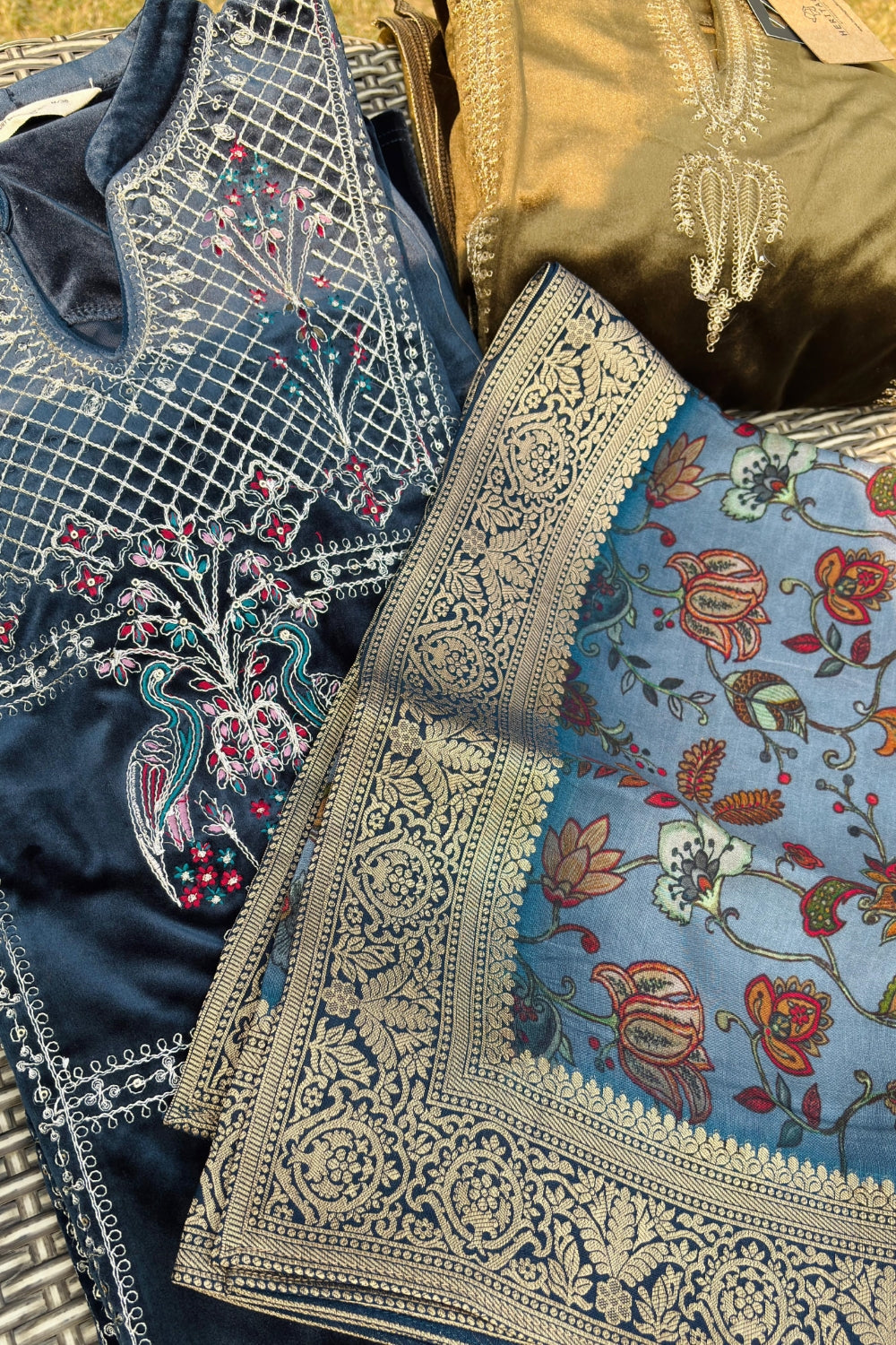 Navy Blue Velvet Suit Set | HER-442