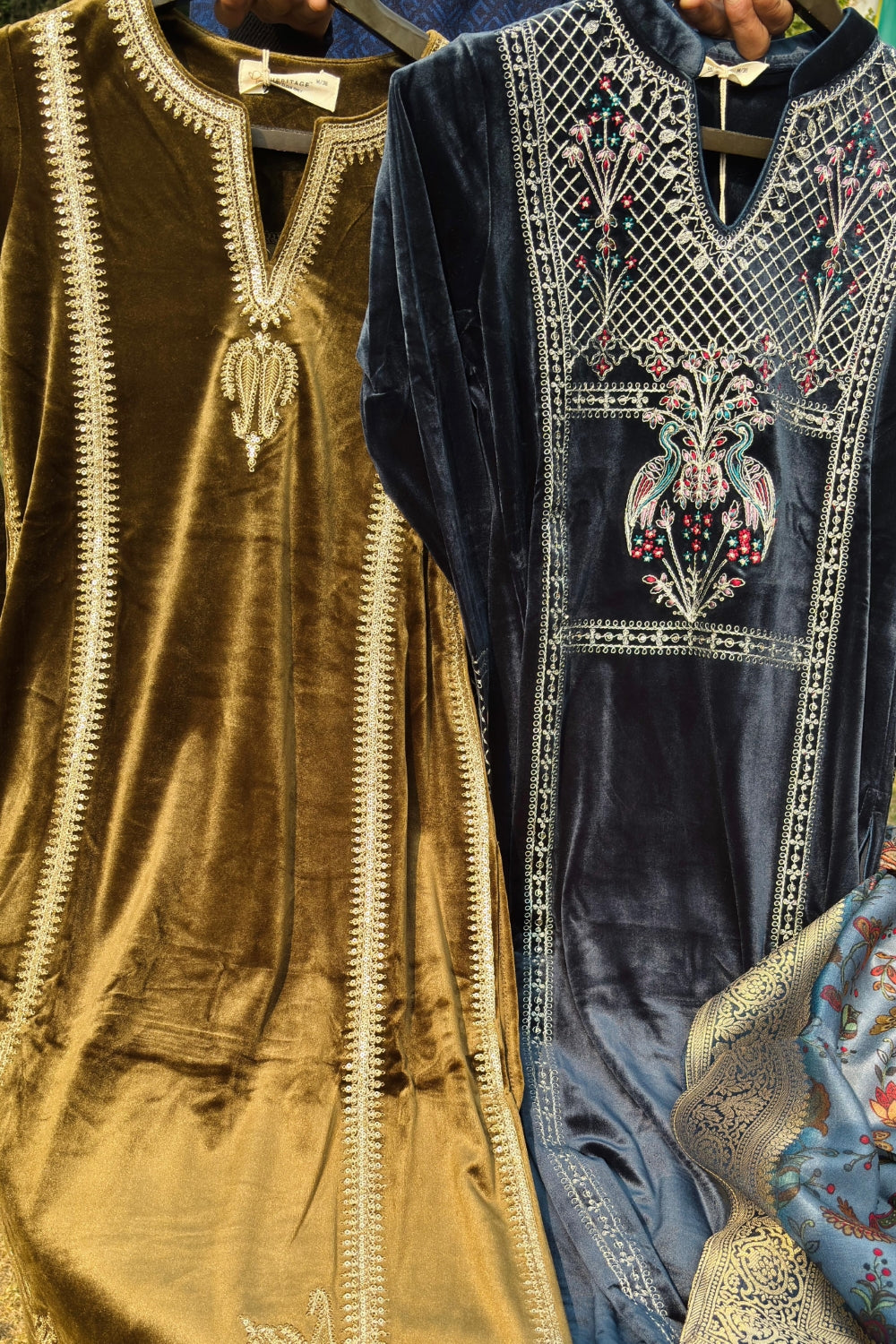 Navy Blue Velvet Suit Set | HER-442