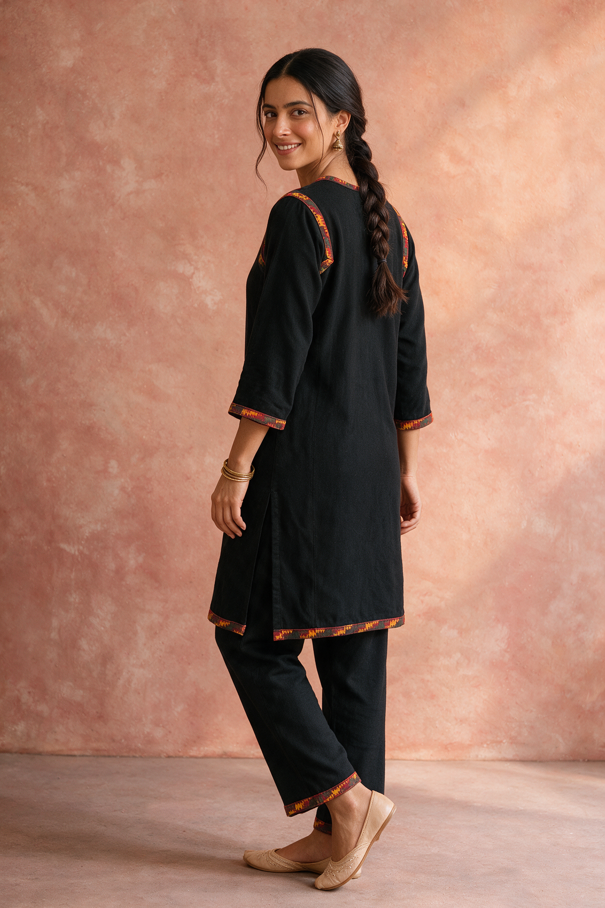 Black Woollen Kurta Set