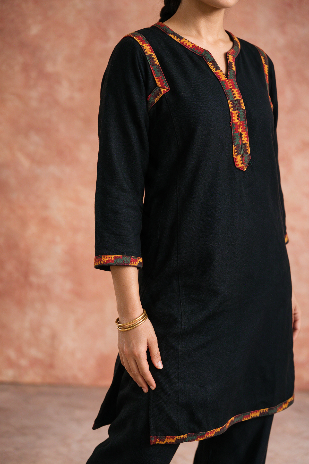 Black Woollen Kurta Set