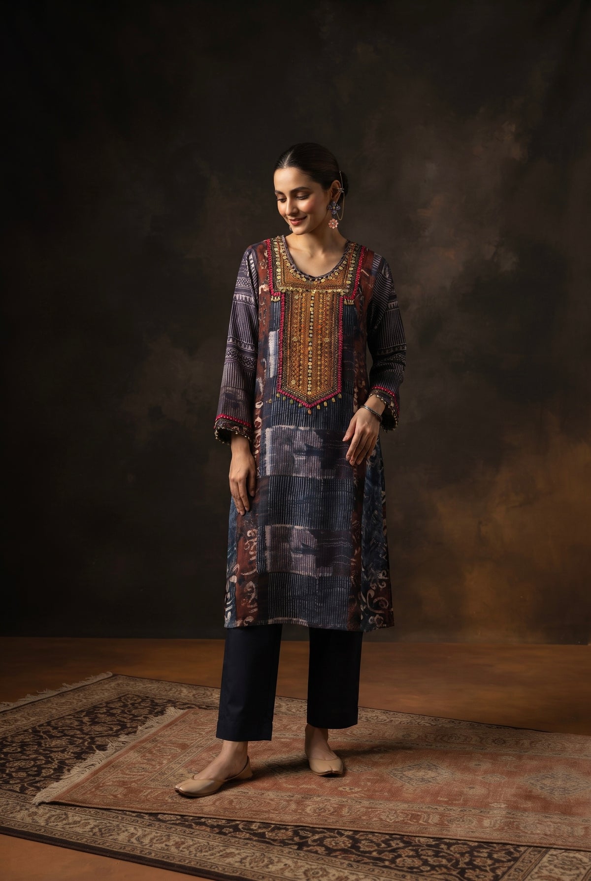 Blue Gajji Silk Embellished Luxe Kurta Set