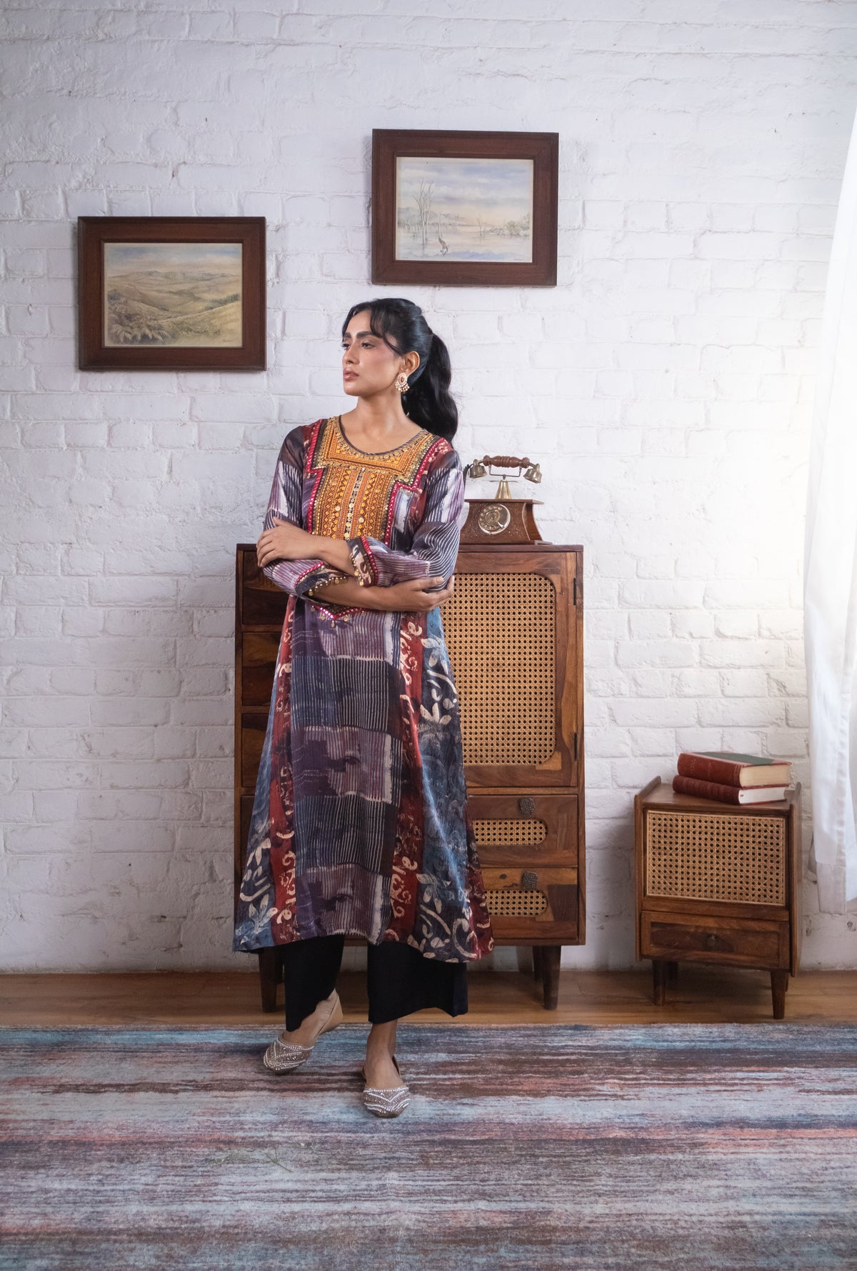 Blue Gajji Silk Embellished Luxe Kurta Set