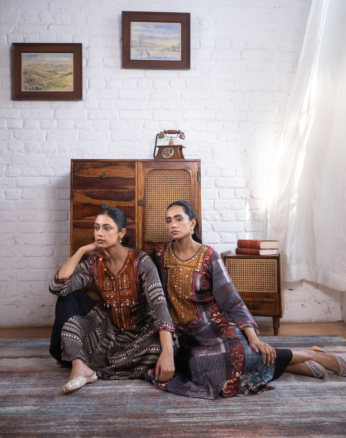 Black Gajji Silk Printed Luxe Kurta Set