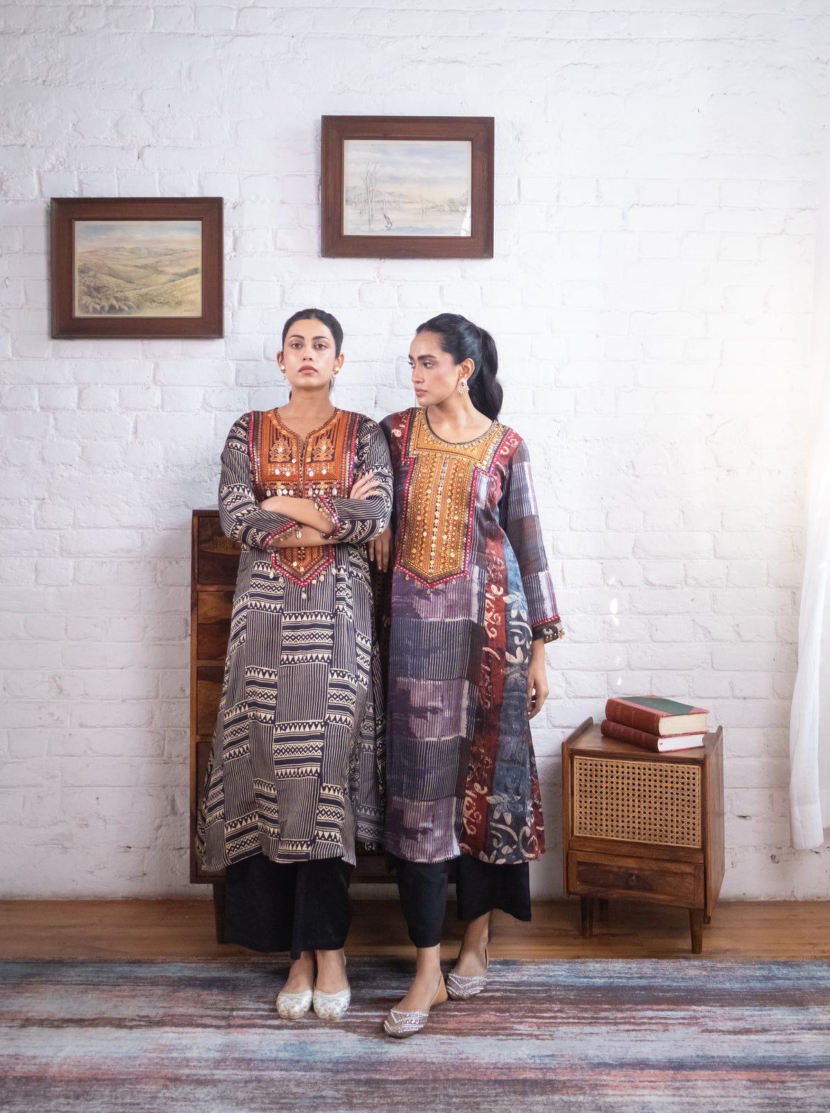 Black Gajji Silk Printed Luxe Kurta Set