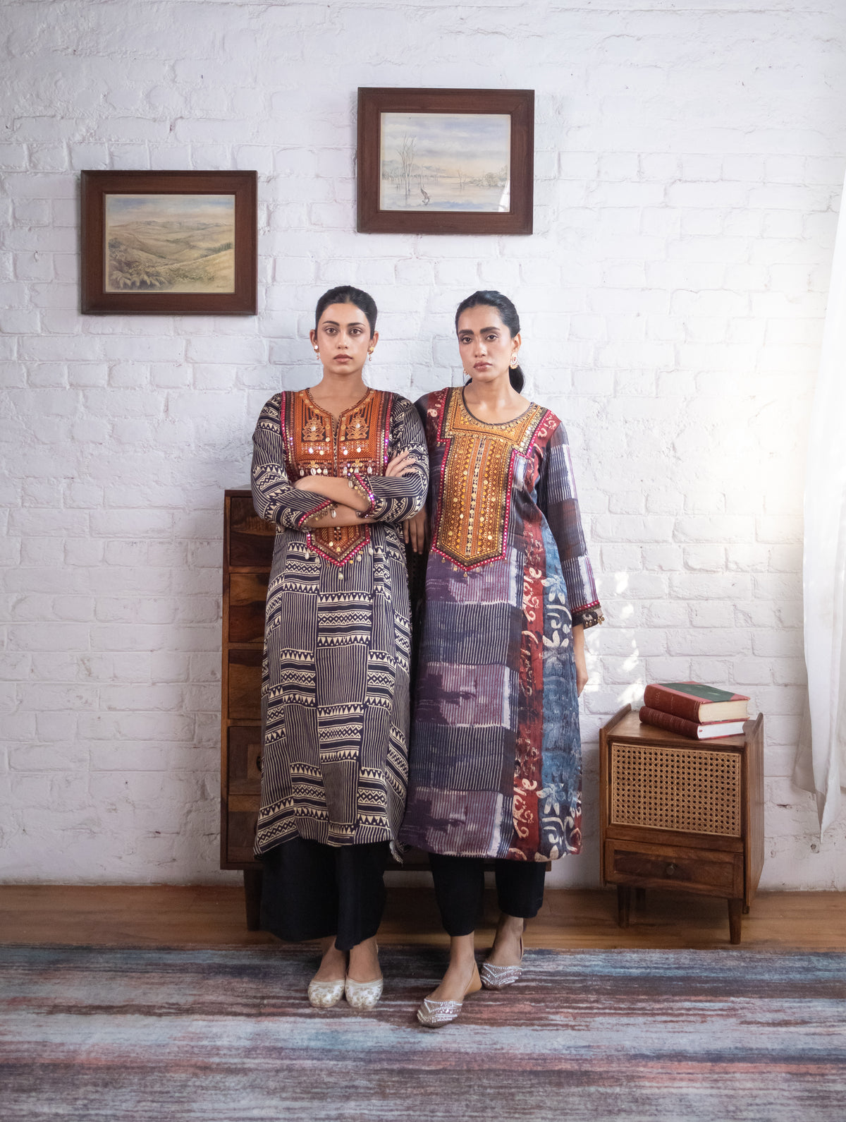 Black Gajji Silk Printed Luxe Kurta Set