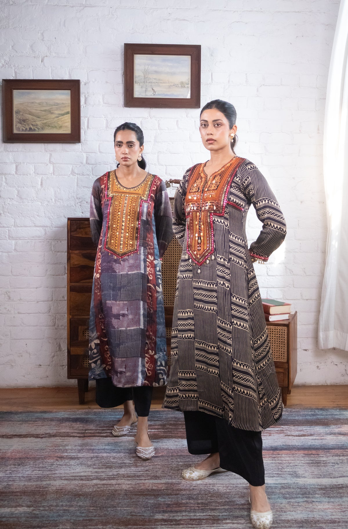 Black Gajji Silk Printed Luxe Kurta Set