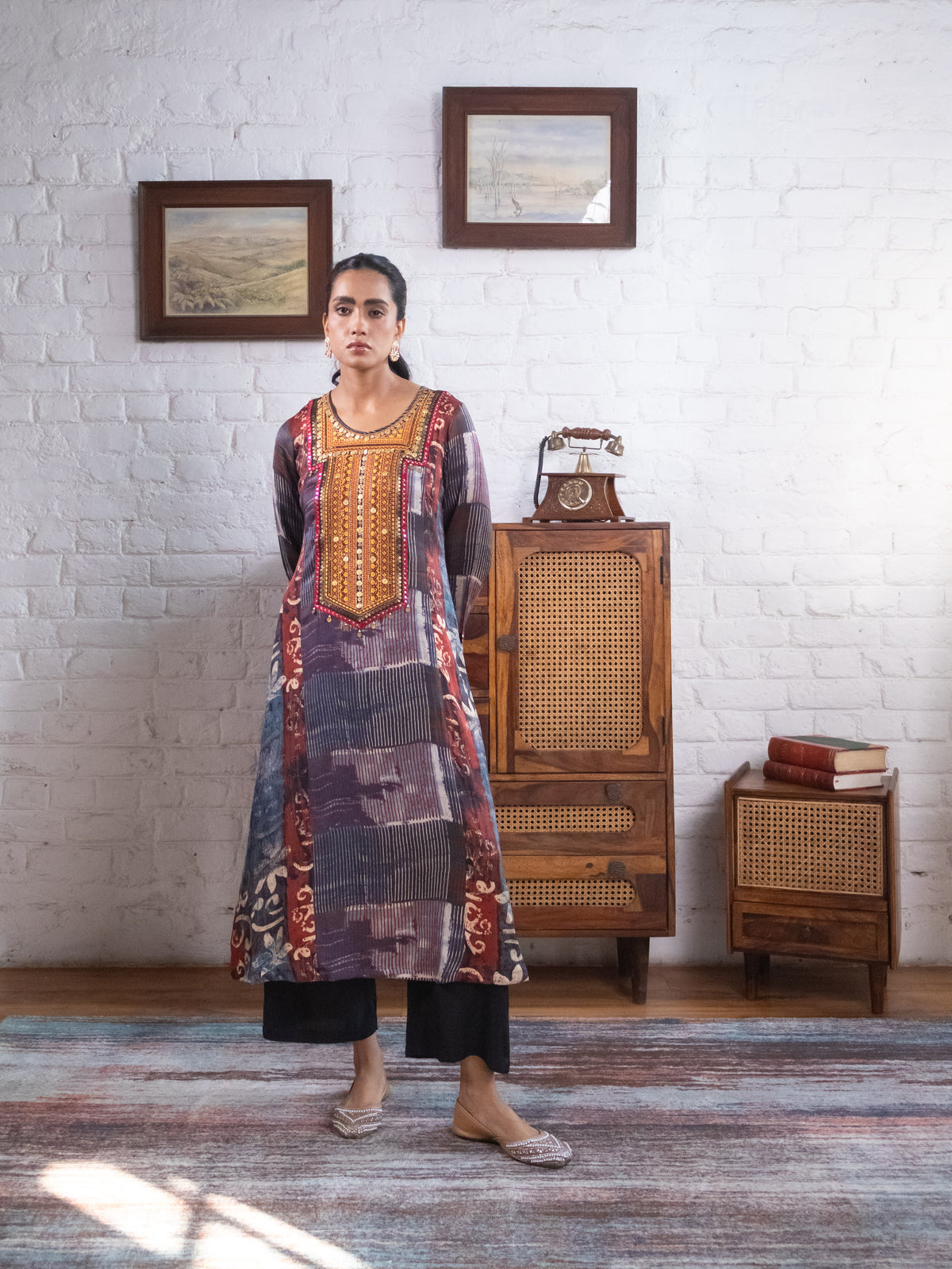 Blue Gajji Silk Embellished Luxe Kurta Set