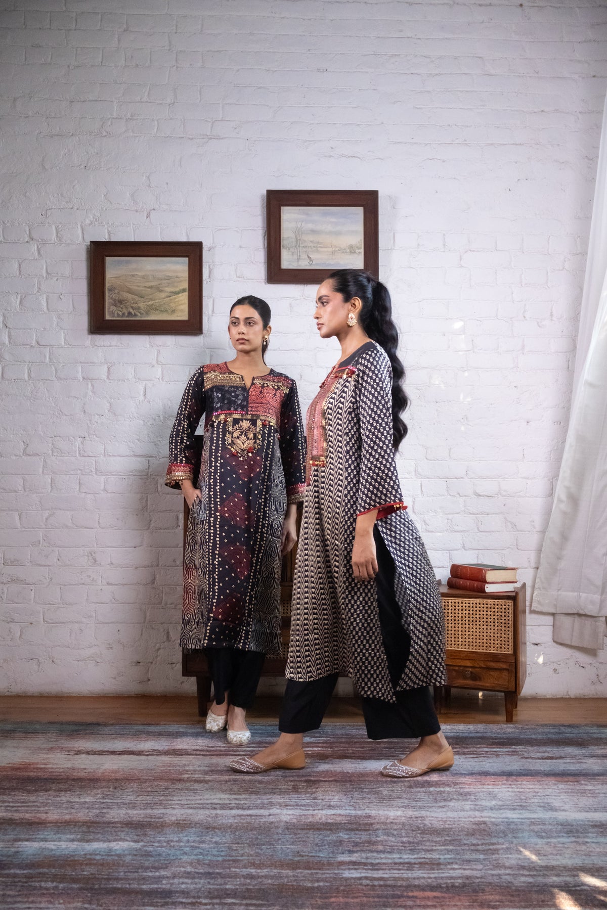 Black Gajji Silk Printed Luxe Kurta Set