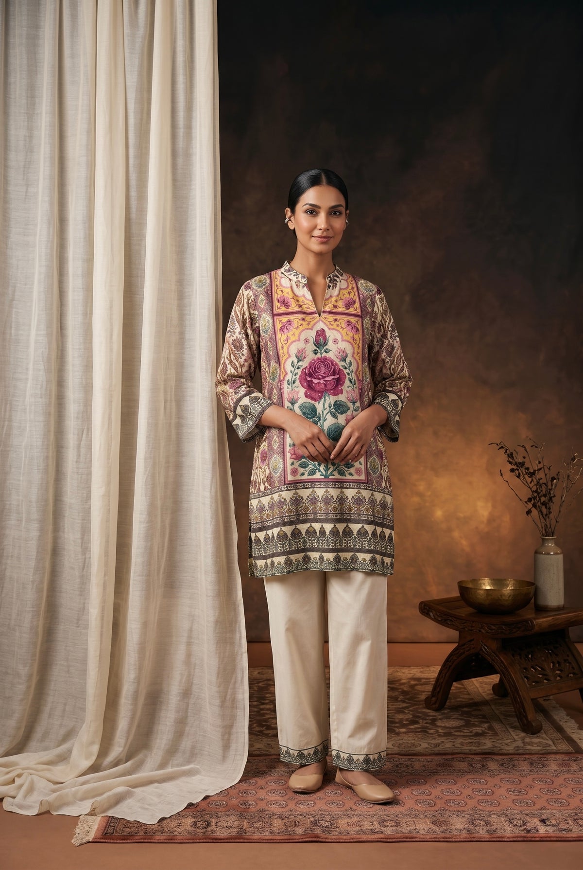 Floral Printed Muslin Luxe Kurta/Co-ord Set