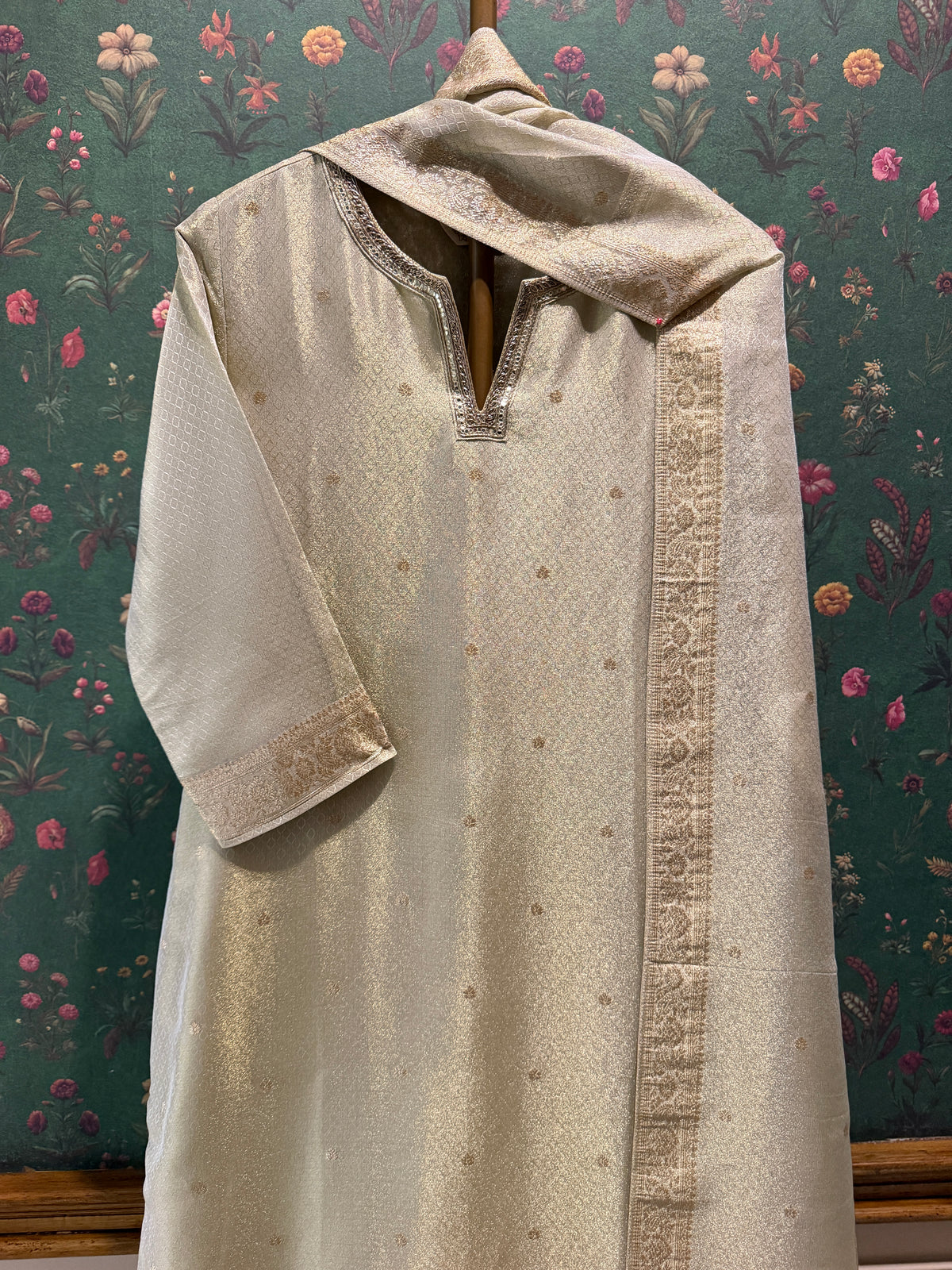 Champagne Gold Dola Silk Suit Set