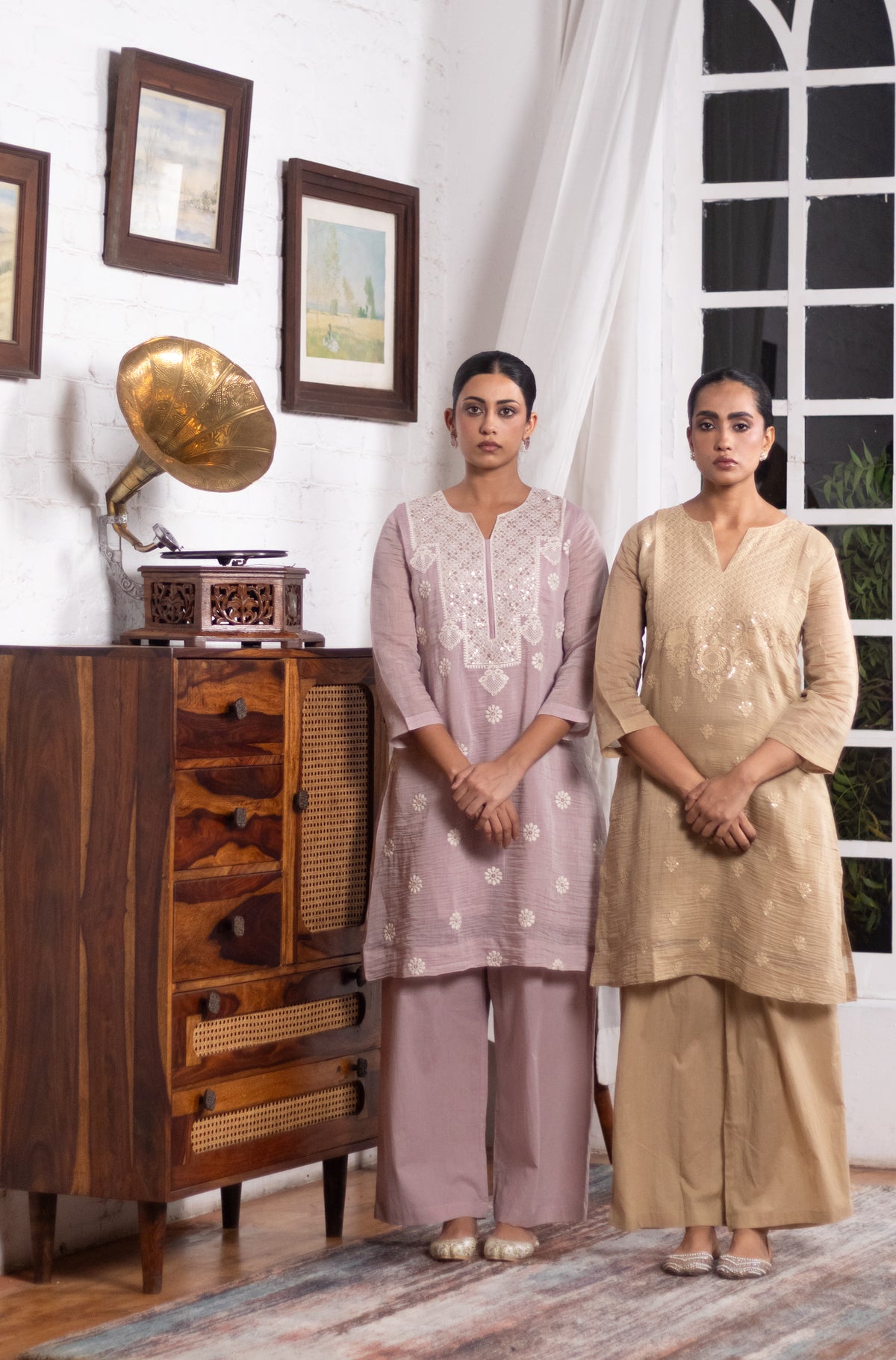 Soft Mauve Mul-Chanderi Kurta/Co-ord Set