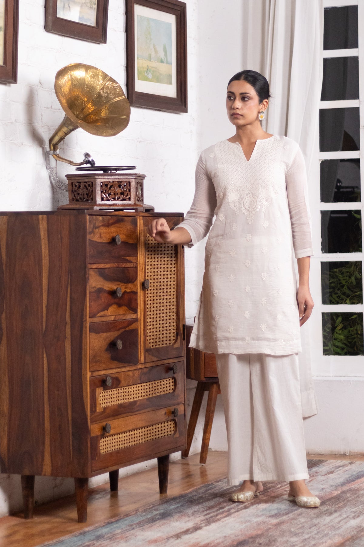 Ivory Mul-Chanderi Kurta Set
