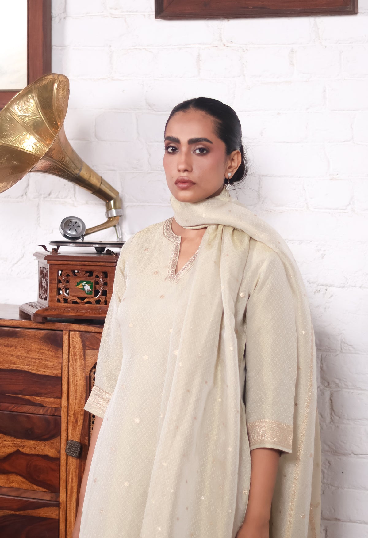 Champagne Gold Dola Silk Suit Set