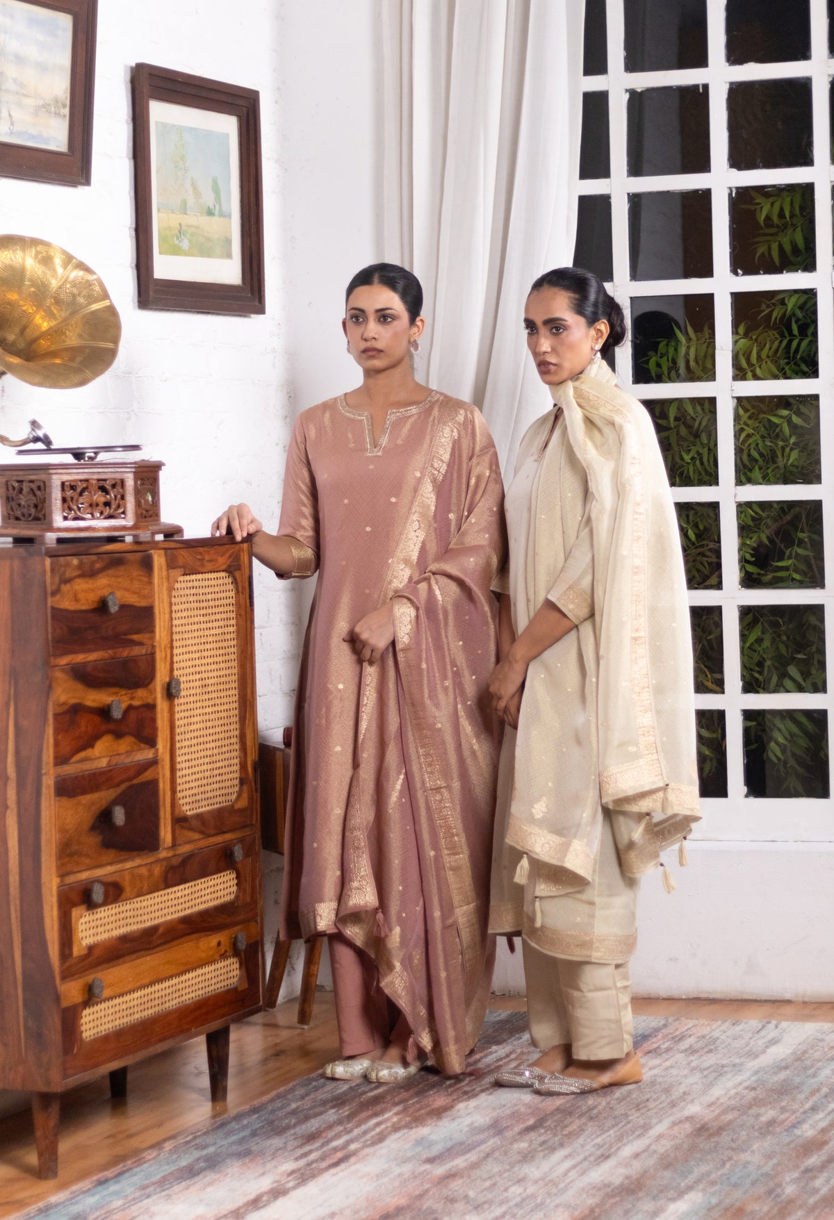 Champagne Gold Dola Silk Suit Set