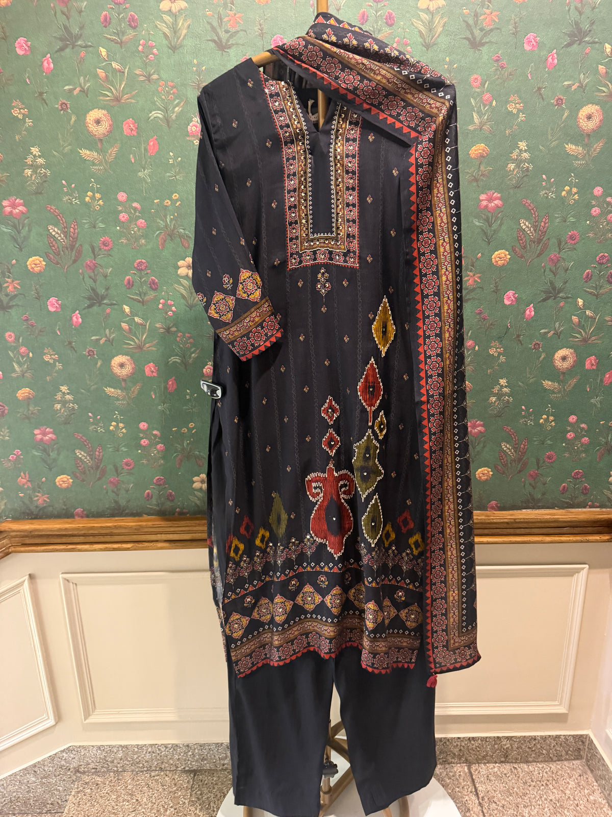 Midnight Black Silk Suit Set