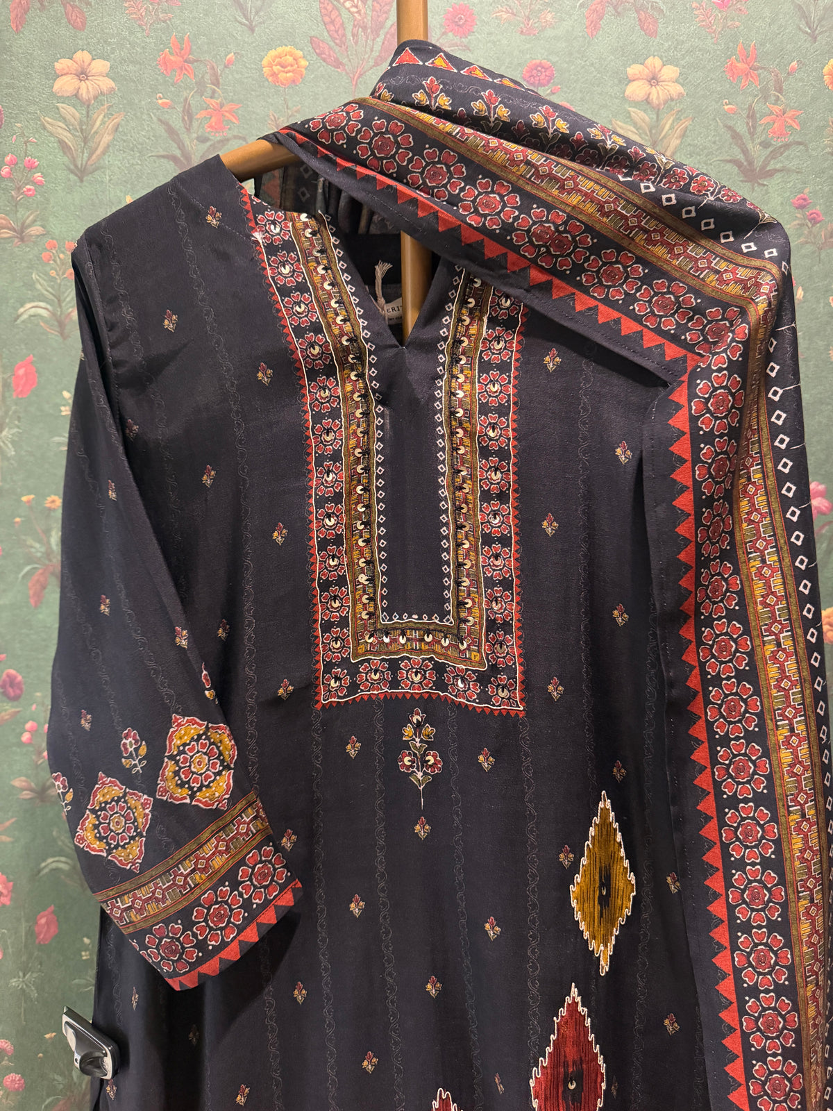 Midnight Black Silk Suit Set