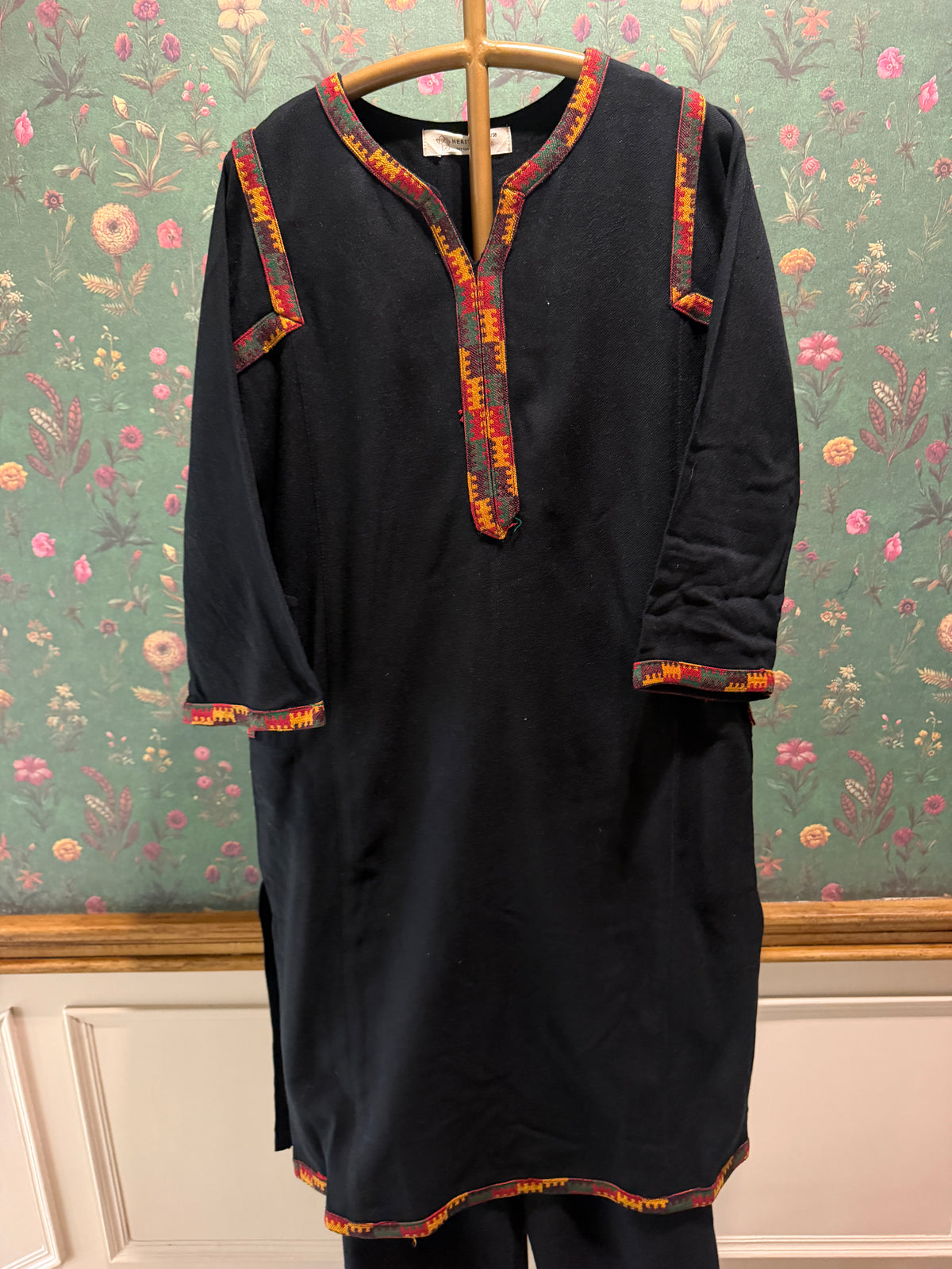 Black Woollen Kurta Set