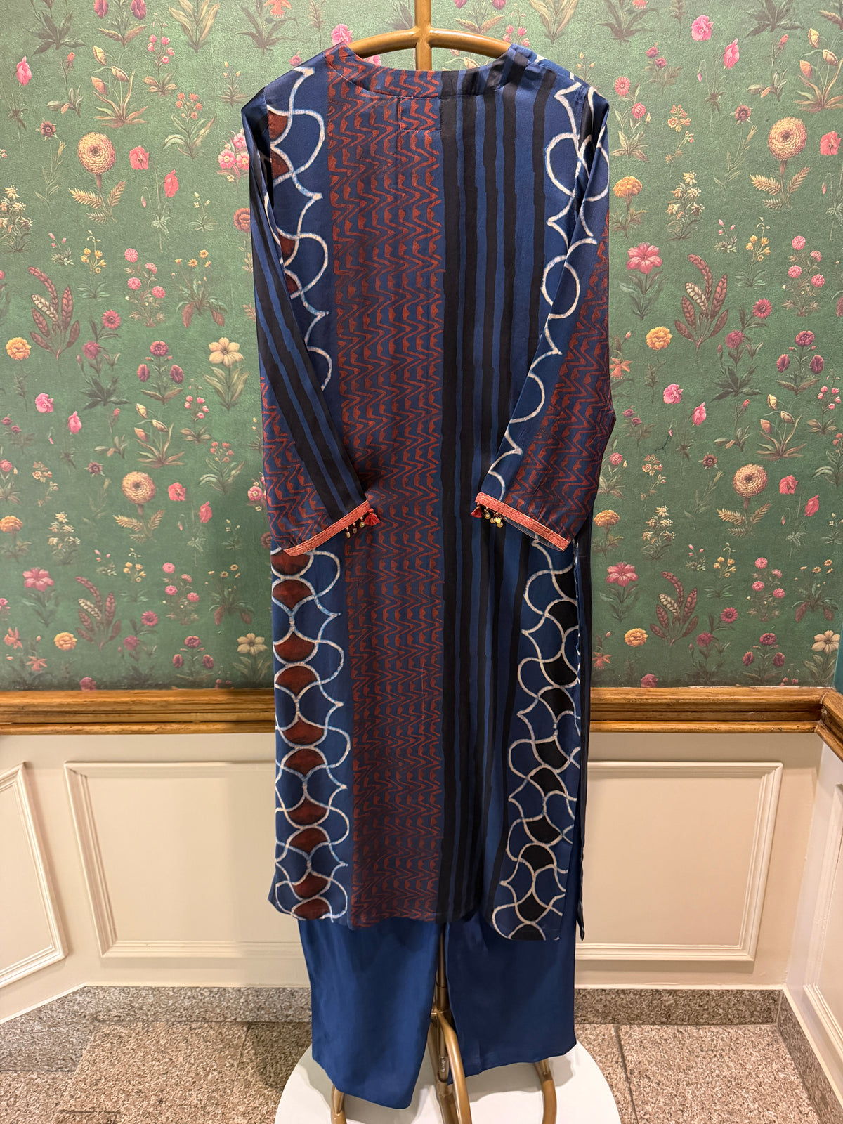 Blue Gajji Silk Printed Luxe Kurta Set