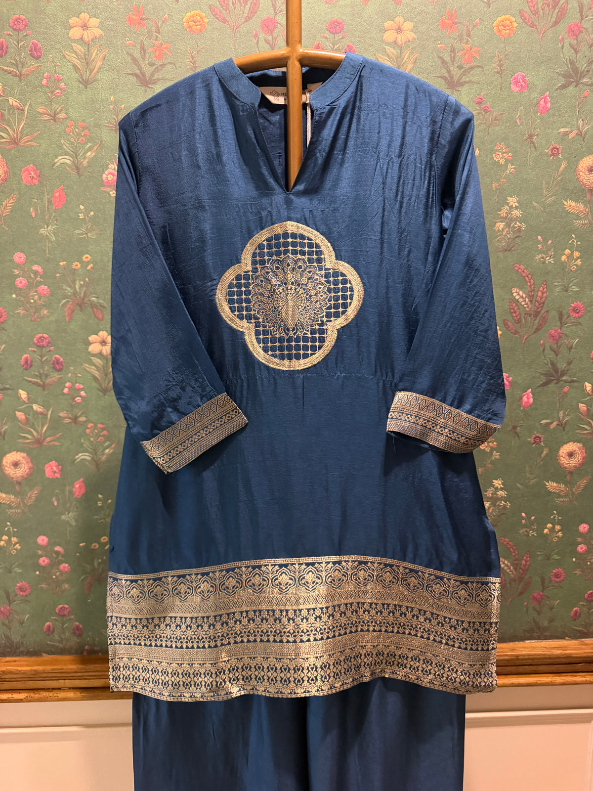 Royal Blue Dola Silk Festive Kurta/Co-ord Set