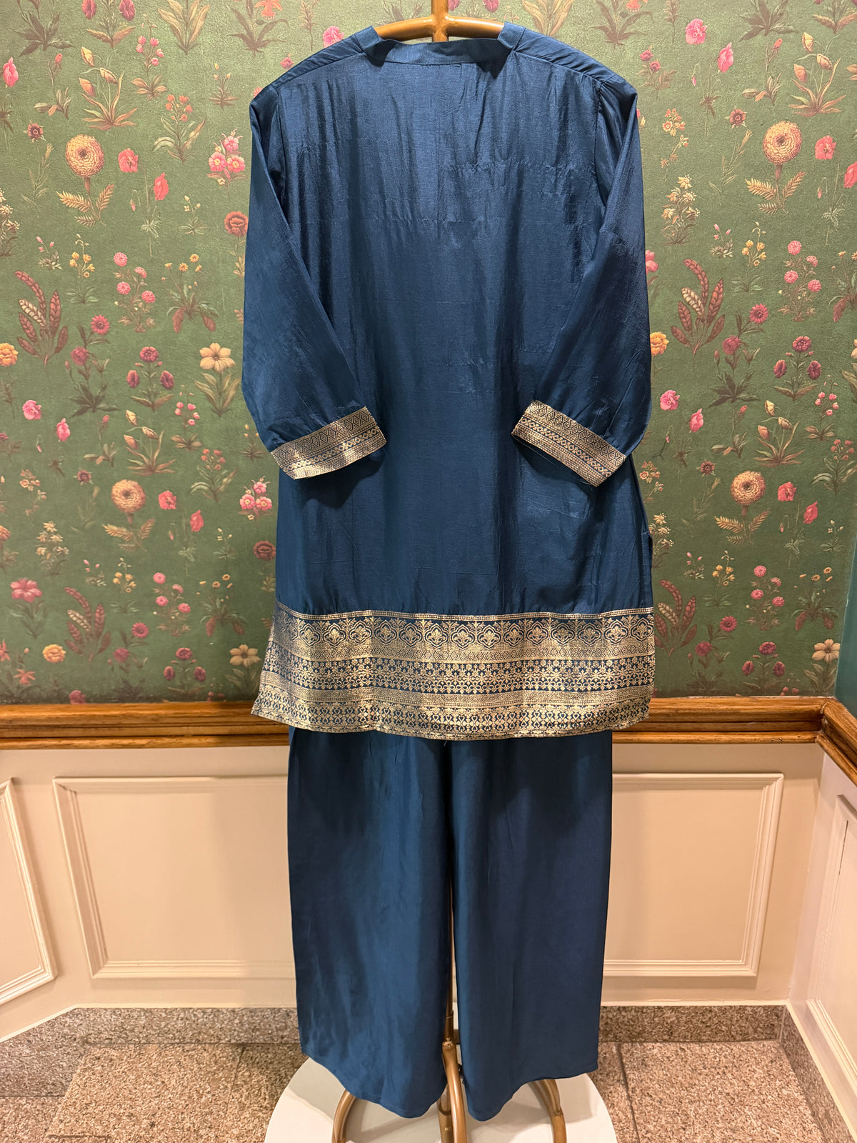 Royal Blue Dola Silk Festive Kurta/Co-ord Set