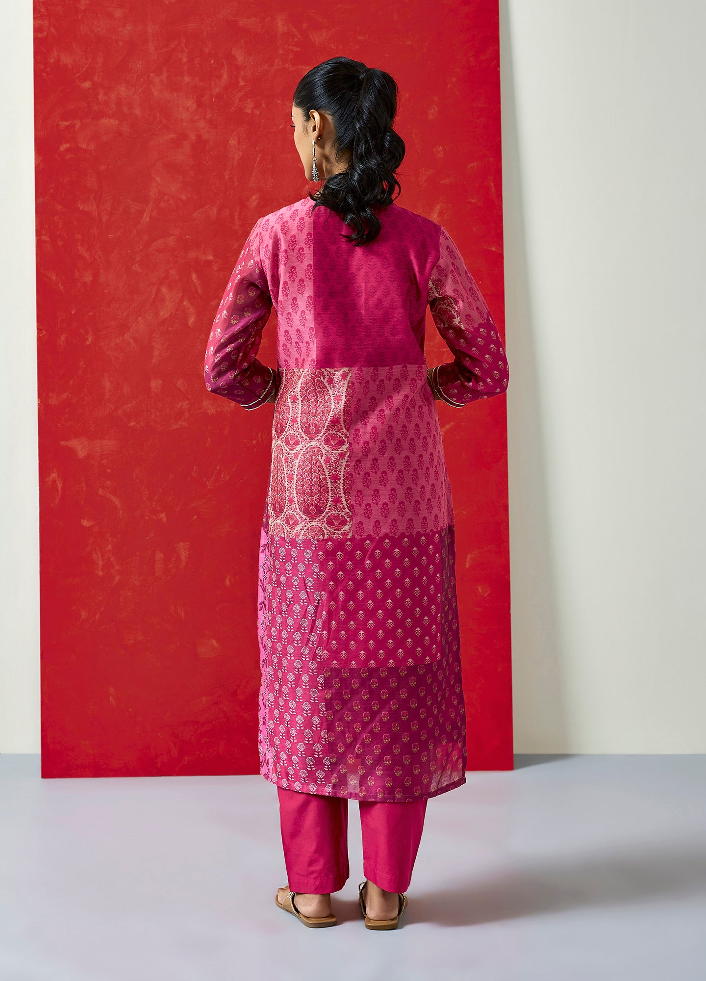 Floral Dark Pink Chanderi Suit Set | HER-399