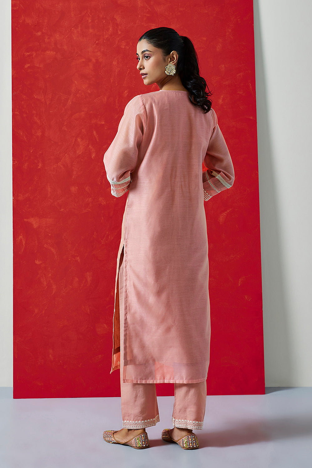 Zariya Pink Embroidered Chanderi Suit Set | HER-388