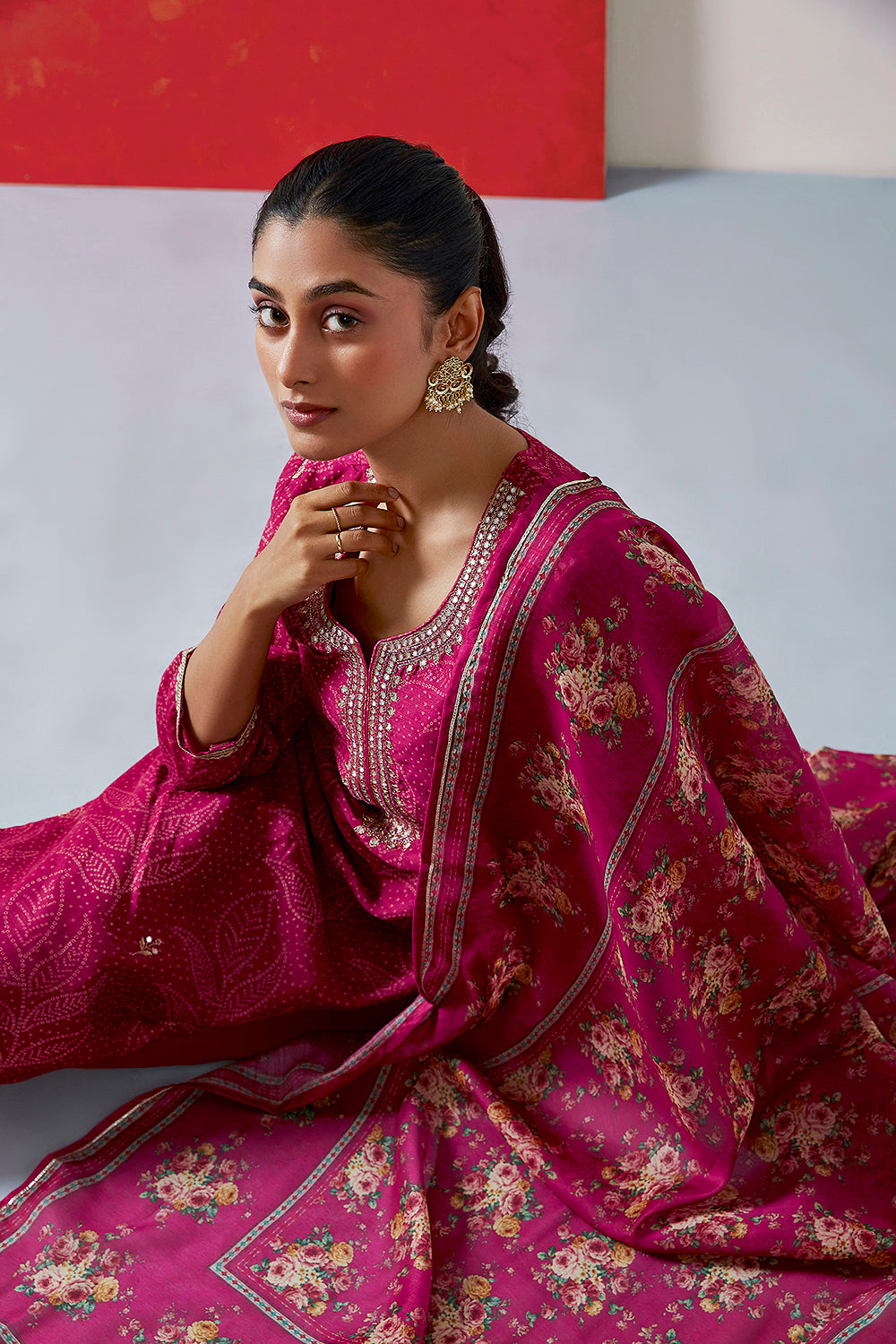Pink Chanderi Suit Set | HER-412