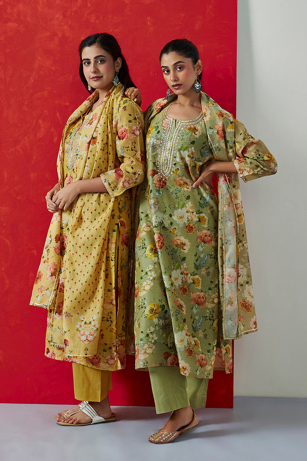 Pastel Green Chanderi Suit Set | HER-407