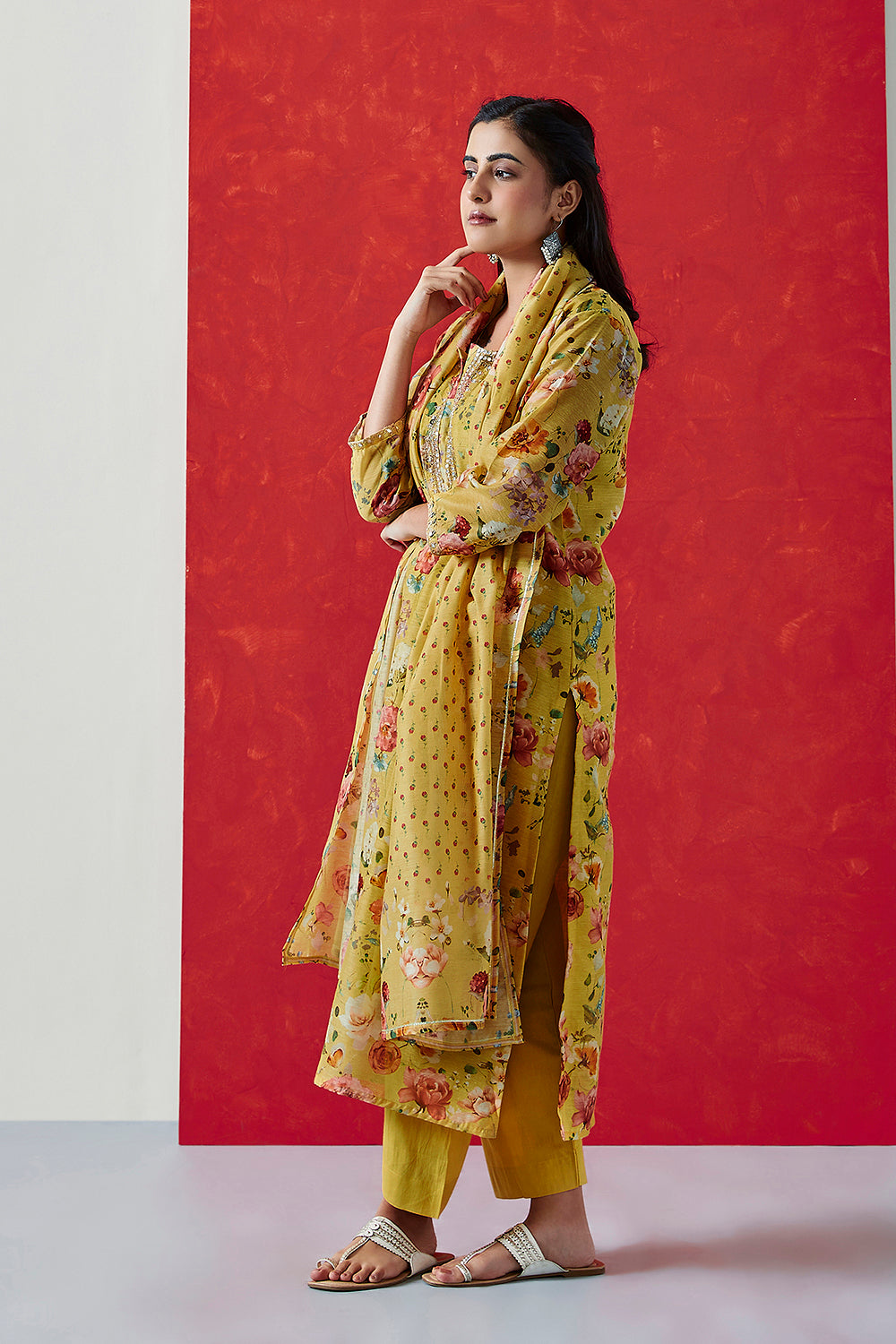 Yellow Chanderi Suit Set | HER-407