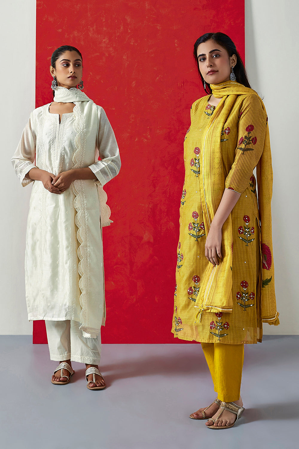 Mustard Chanderi Suit Set | HER-395