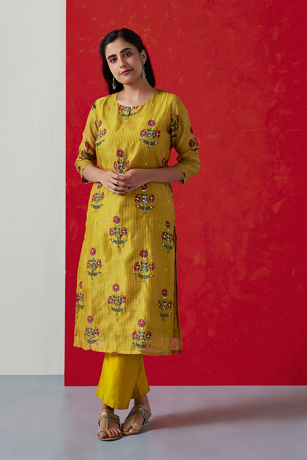 Mustard Chanderi Suit Set | HER-395