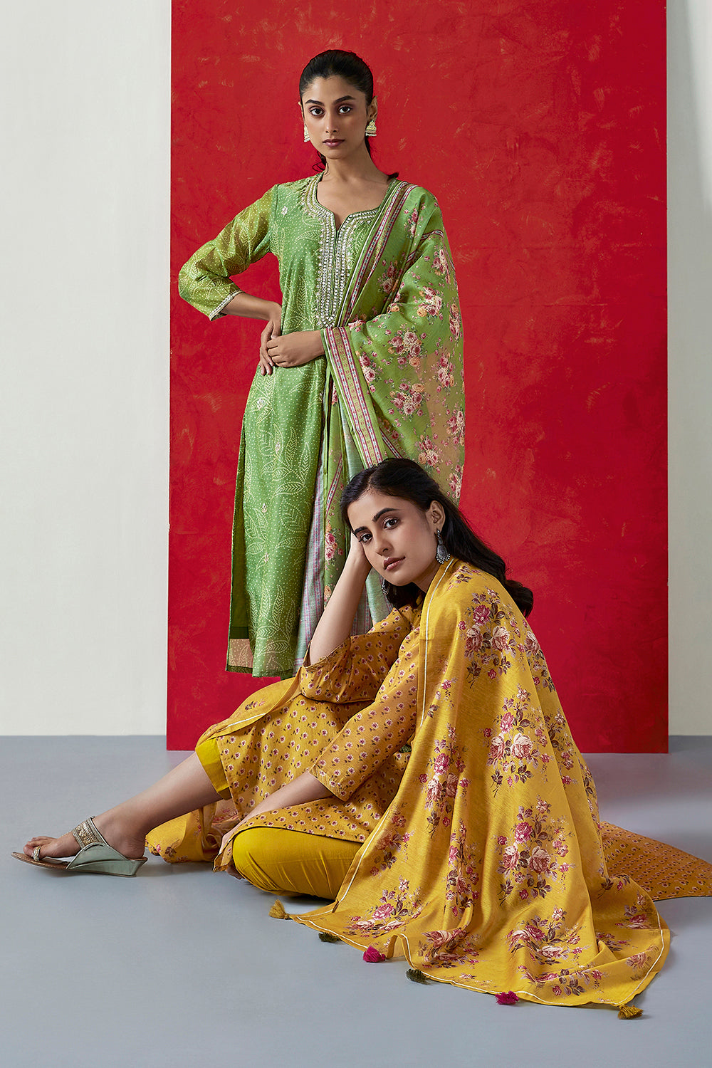 Yellow Chanderi Suit Set | HER-410