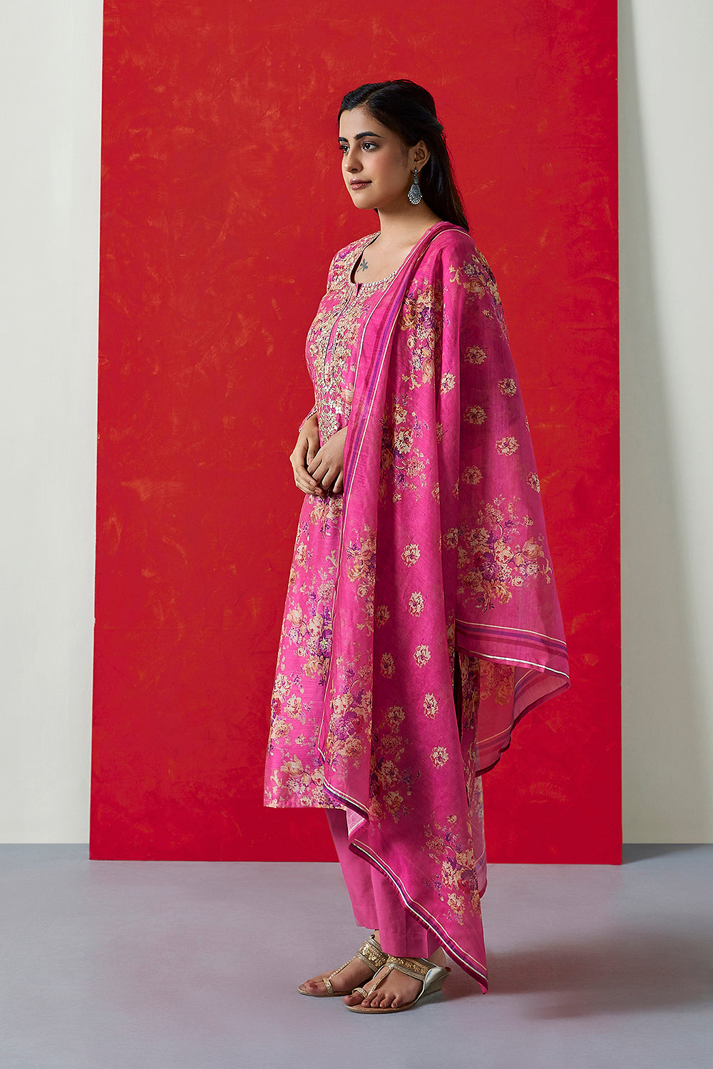 Heer Gulabi Pink Chanderi Suit Set | HER-255
