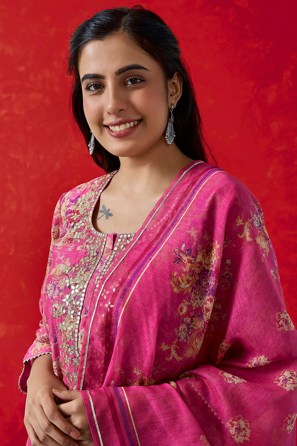 Heer Gulabi Pink Chanderi Suit Set | HER-255