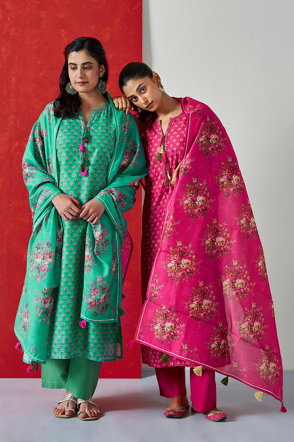 Dark Pink Chanderi Suit Set | HER-410