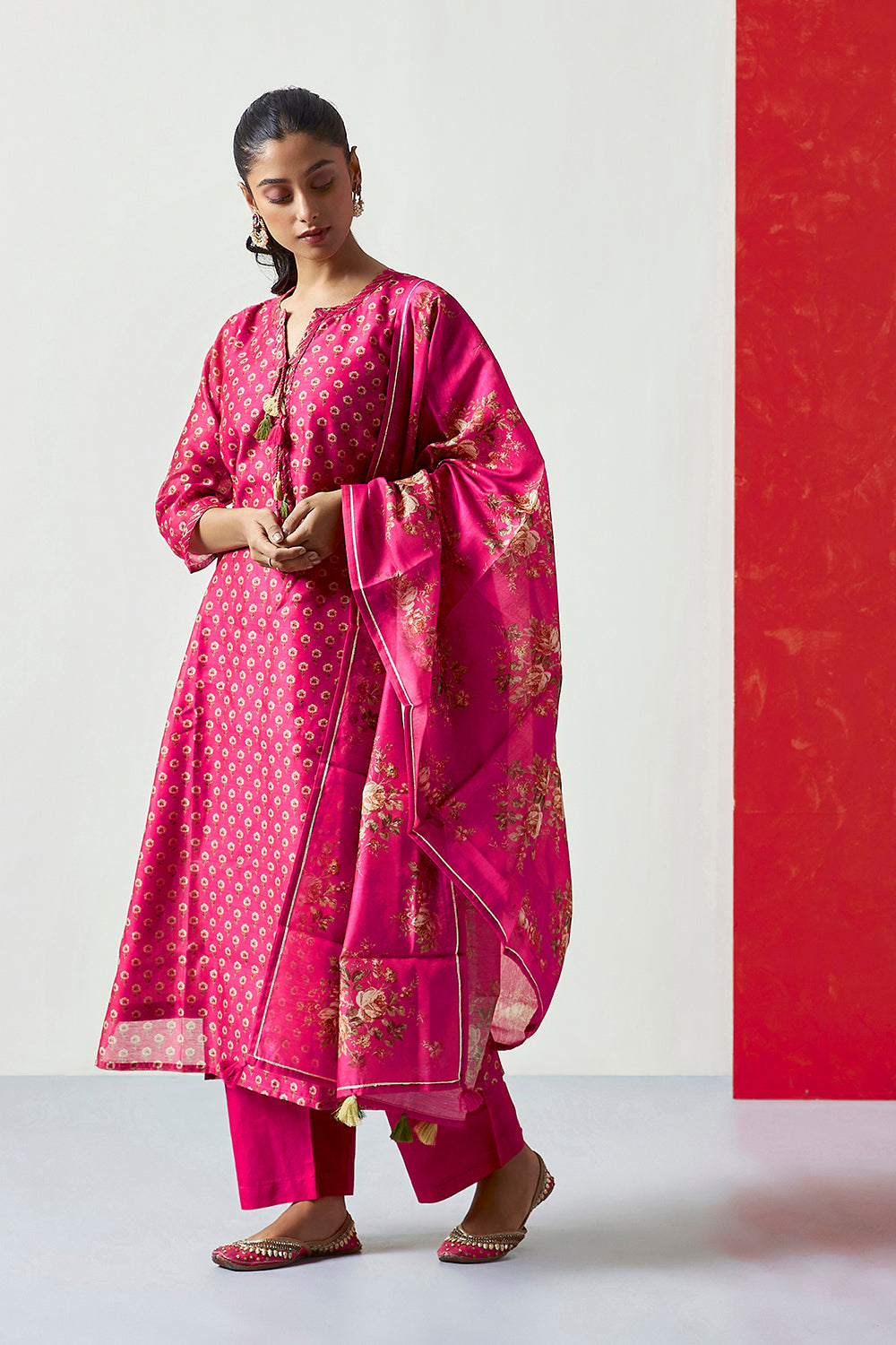 Dark Pink Chanderi Suit Set | HER-410