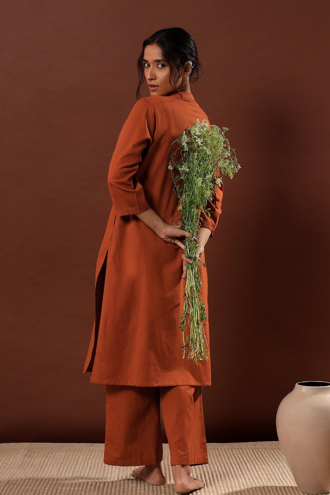 Earthy Rust Minimal Kurta/Co-ord Set | HER-527