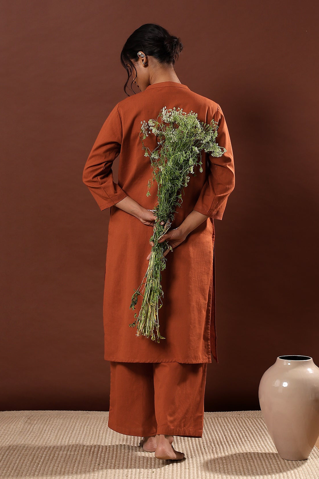 Earthy Rust Minimal Kurta/Co-ord Set | HER-527