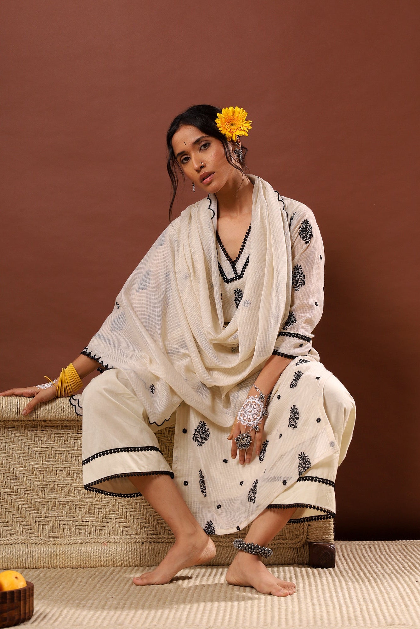 Zehra Off-White Kota Doria Suit Set | HER-502