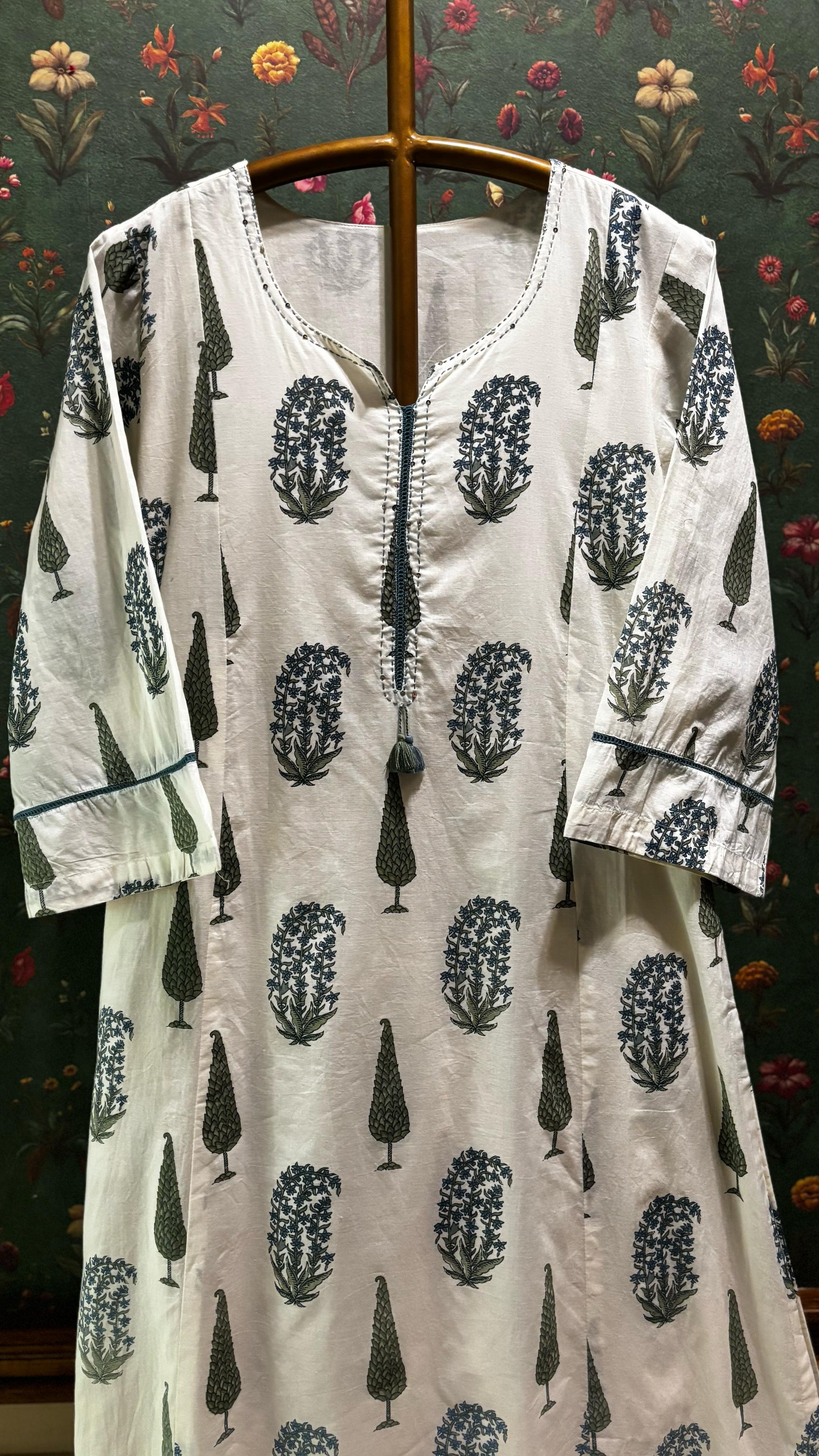 Paisley Hand-block Cotton Kurta/Co-ord Set | HER-520