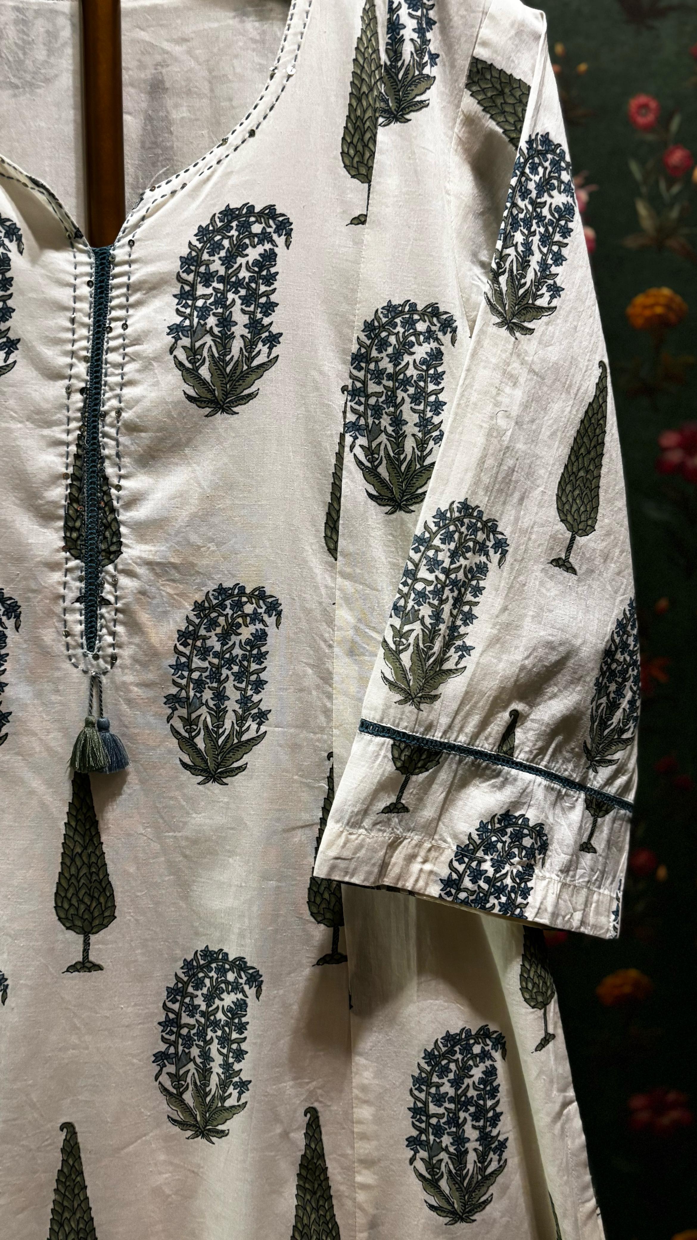 Paisley Hand-block Cotton Kurta/Co-ord Set | HER-520