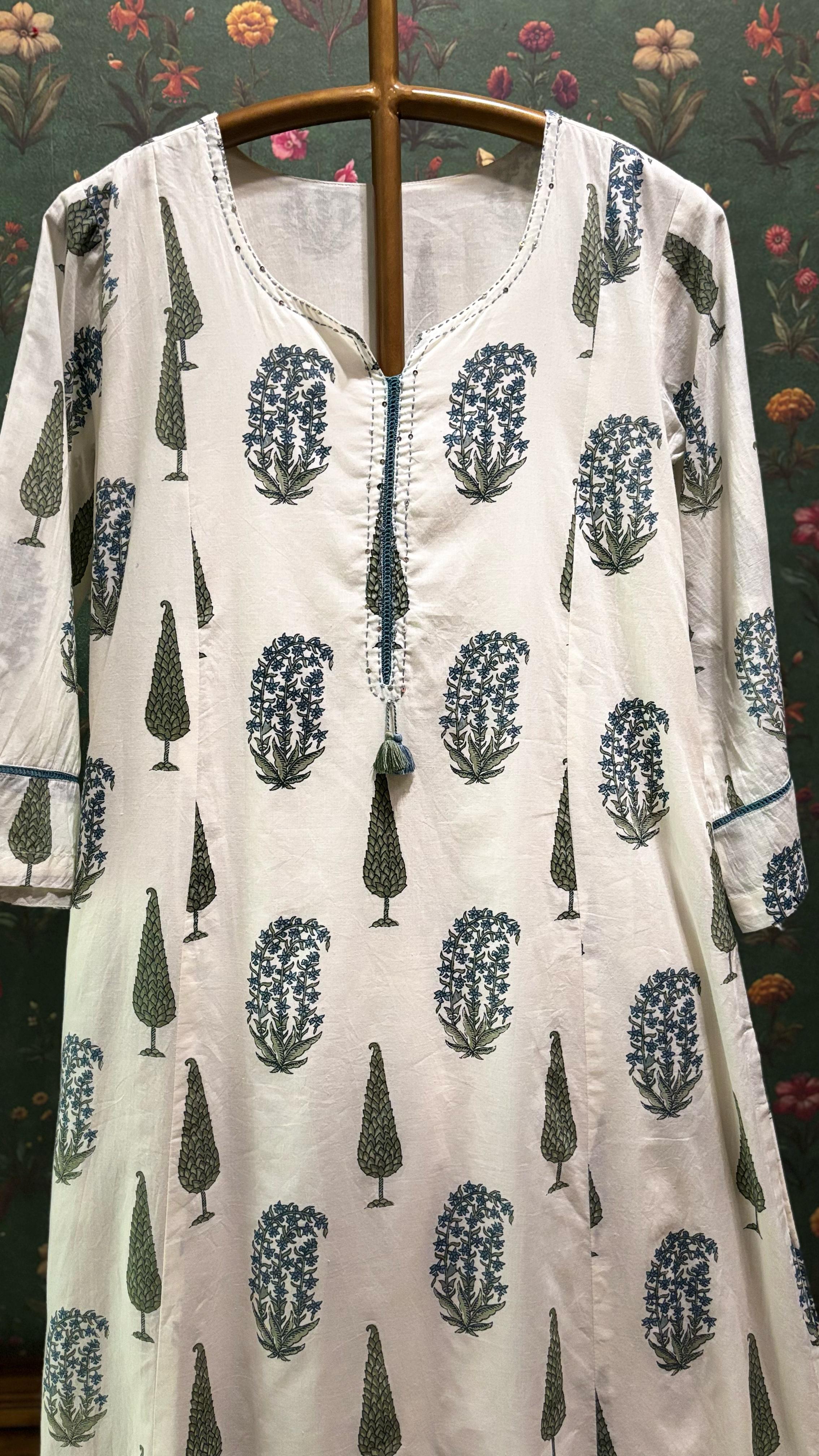 Paisley Hand-block Cotton Kurta/Co-ord Set | HER-520