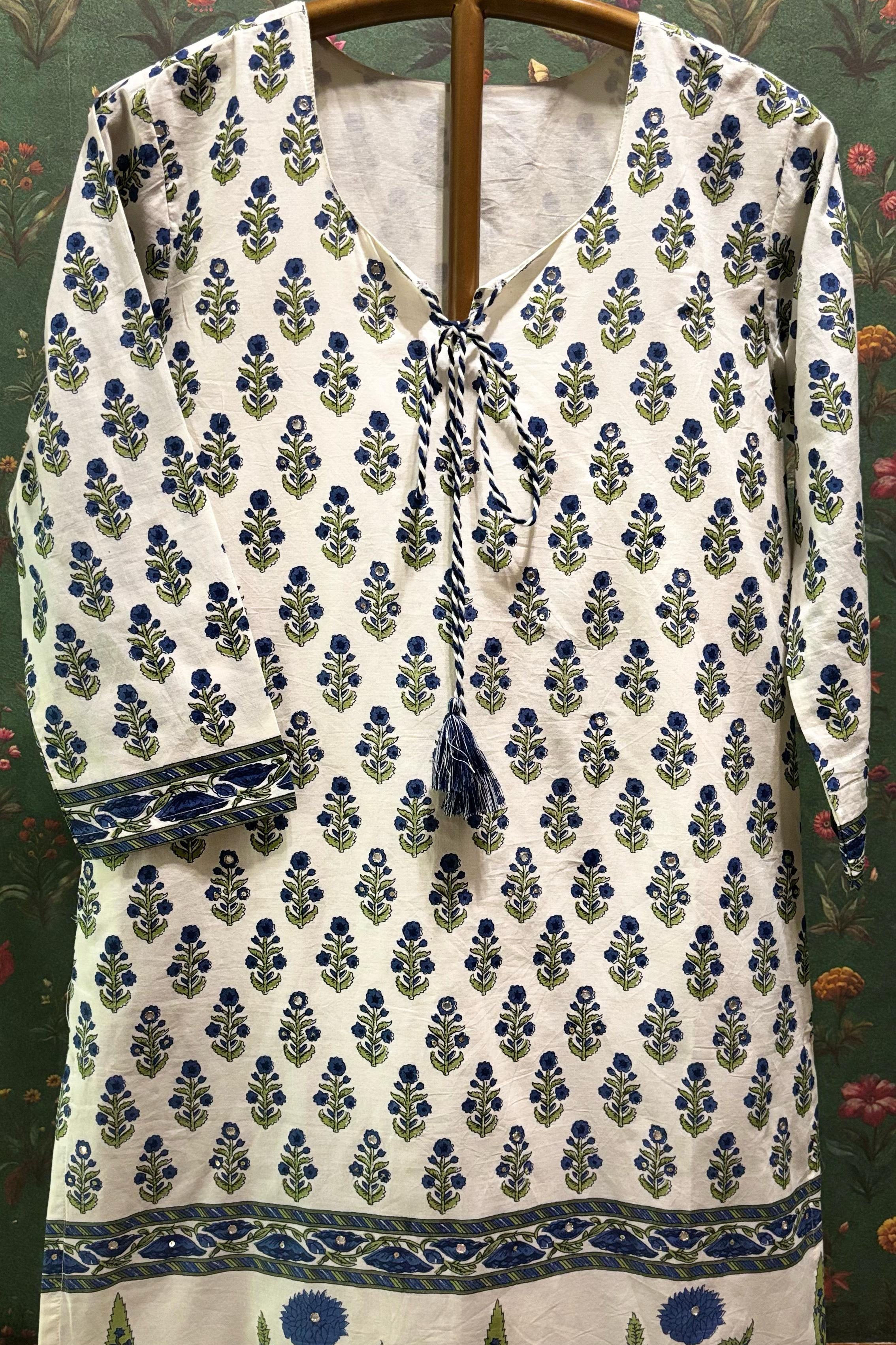 Tassel Bloom Blue Co-ord/Kurta Set | HER-566