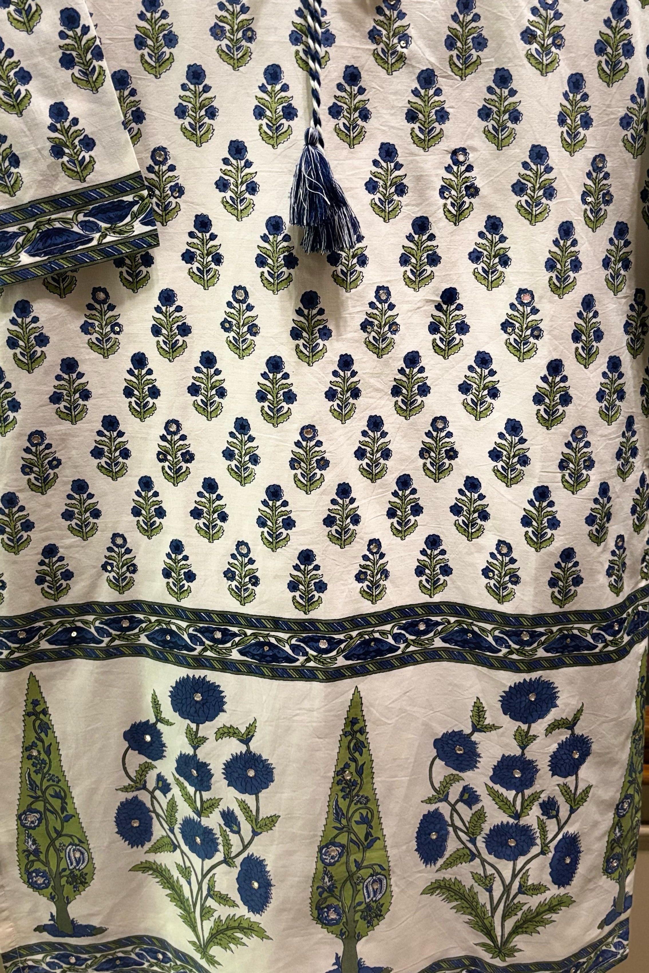 Tassel Bloom Blue Co-ord/Kurta Set | HER-566