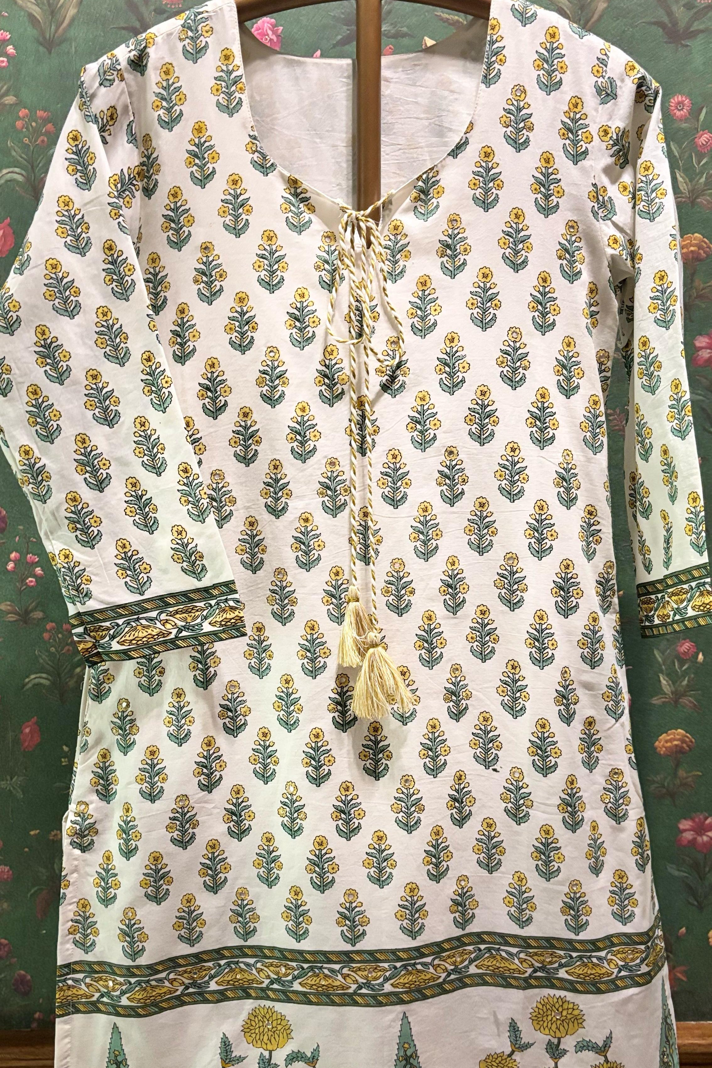 Tassel Bloom Yellow Co-ord/Kurta Set | HER-566